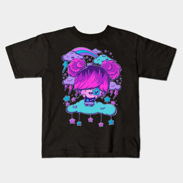 Rock star bubble head cutie Kids T-Shirt by studiomogwai